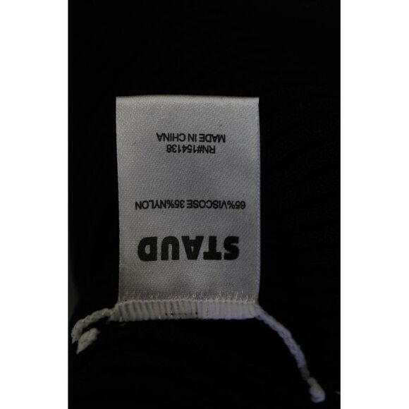 Staud Womens Two-Toned Ribbed V-Neck Button Up Cardigan Sweater Black Size L - Picture 5 of 6